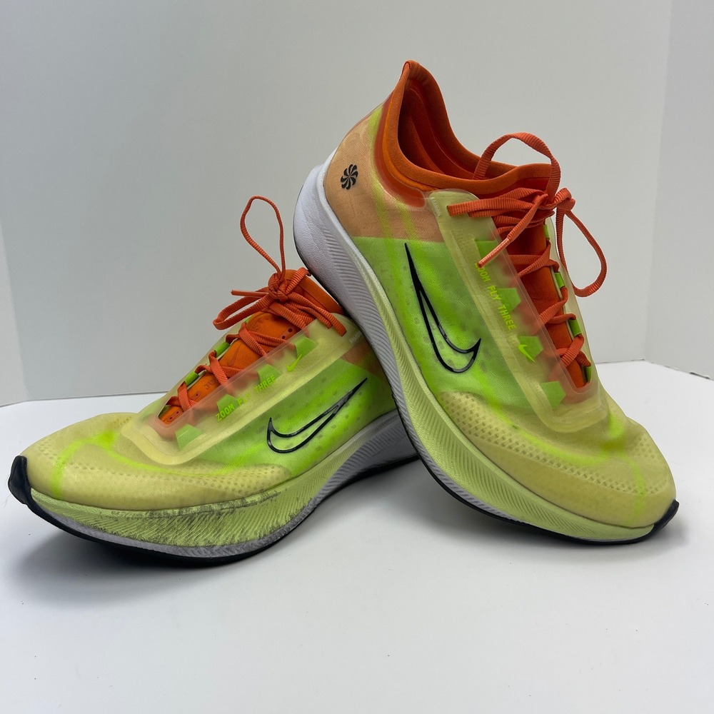 Nike Running Shoes Womens 8.5 Zoom Fly 3 Green Orange CQ4483-300 EUC